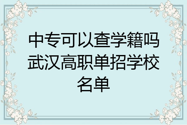 中专可以查学籍吗武汉高职单招学校名单
