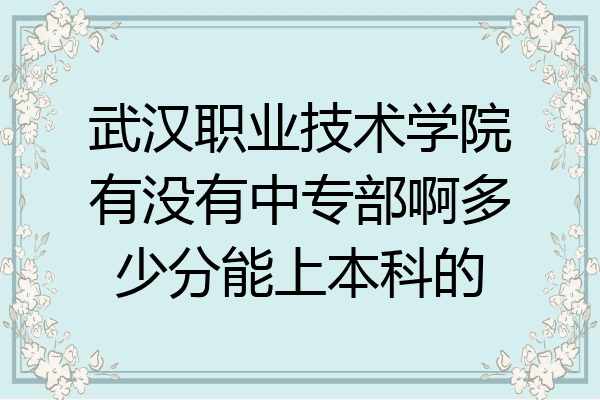 武汉职业技术学院有没有中专部啊多少分能上本科的