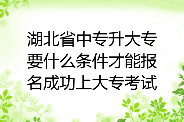 湖北省中专升大专要什么条件才能报名成功上大专考试