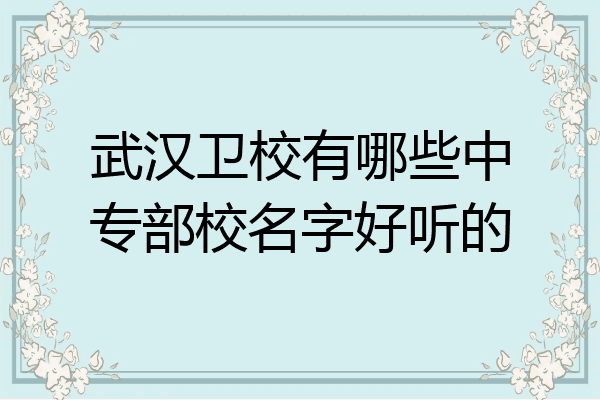 武汉卫校有哪些中专部校名字好听的