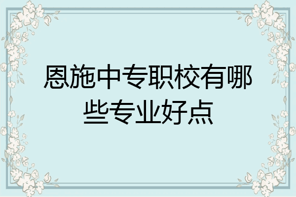 恩施中专职校有哪些专业好点