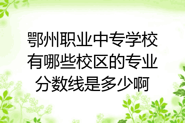 鄂州职业中专学校有哪些校区的专业分数线是多少啊