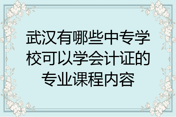 武汉有哪些中专学校可以学会计证的专业课程内容