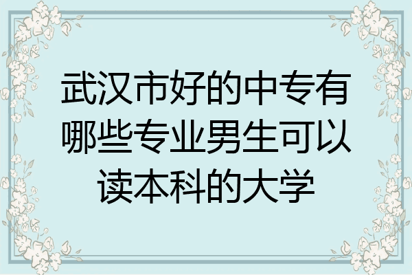 武汉市好的中专有哪些专业男生可以读本科的大学