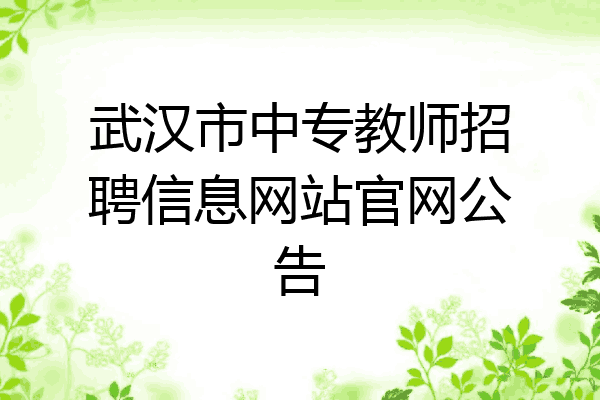 武汉市中专教师招聘信息网站官网公告