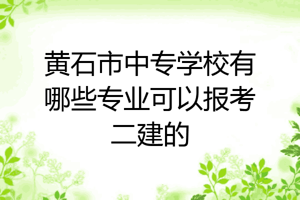 黄石市中专学校有哪些专业可以报考二建的