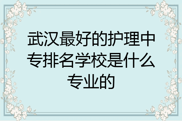 武汉最好的护理中专排名学校是什么专业的