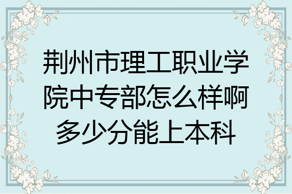 荆州市理工职业学院中专部怎么样啊多少分能上本科