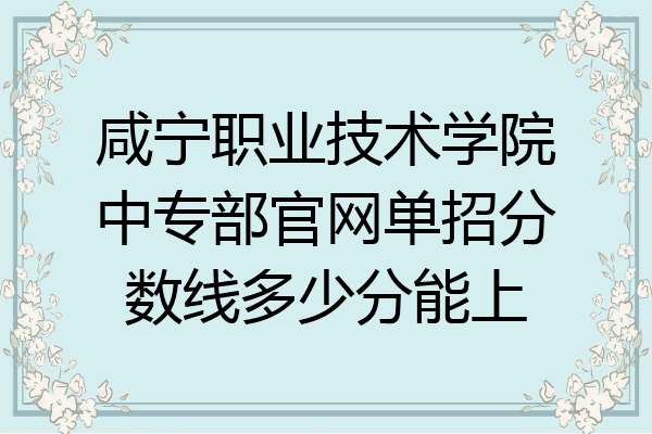 咸宁职业技术学院中专部官网单招分数线多少分能上