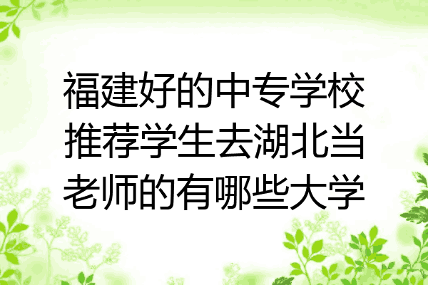 福建好的中专学校推荐学生去湖北当老师的有哪些大学