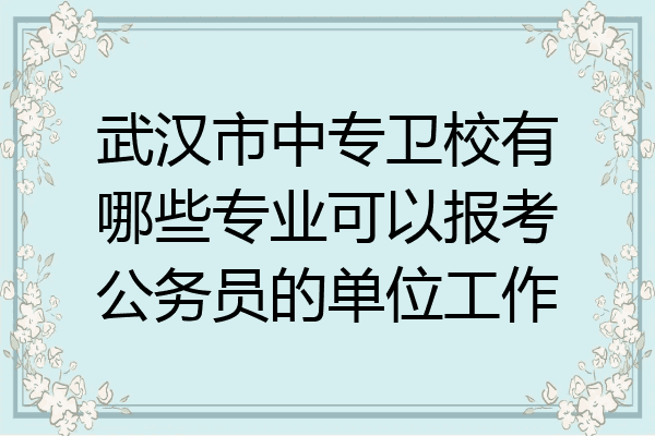 武汉市中专卫校有哪些专业可以报考公务员的单位工作