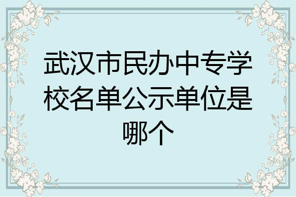 武汉市民办中专学校名单公示单位是哪个