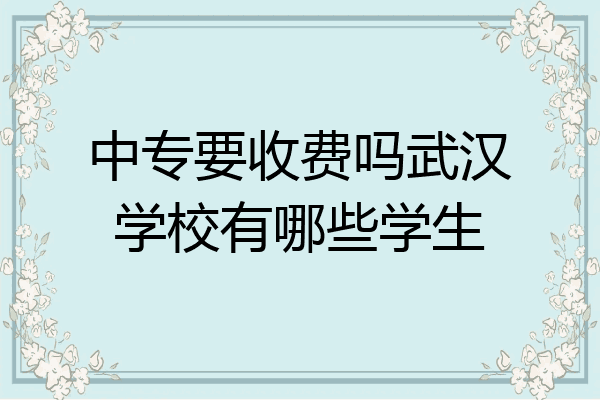 中专要收费吗武汉学校有哪些学生