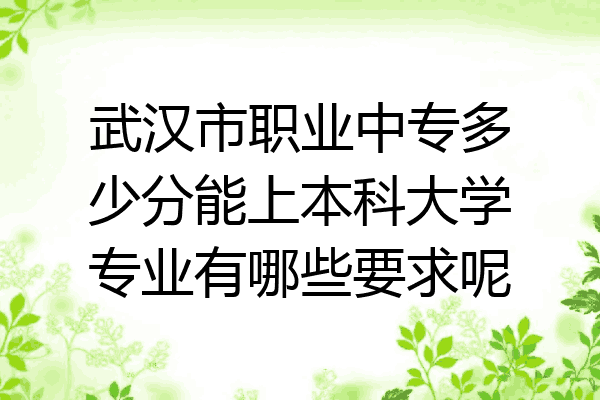 武汉市职业中专多少分能上本科大学专业有哪些要求呢