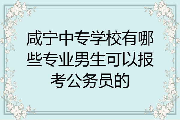 咸宁中专学校有哪些专业男生可以报考公务员的