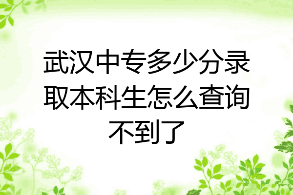 武汉中专多少分录取本科生怎么查询不到了