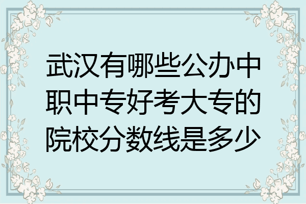 武汉有哪些公办中职中专好考大专的院校分数线是多少