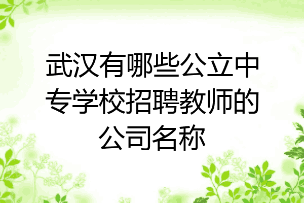 武汉有哪些公立中专学校招聘教师的公司名称