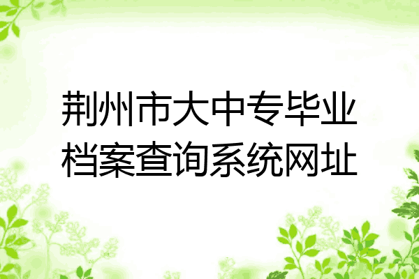荆州市大中专毕业档案查询系统网址