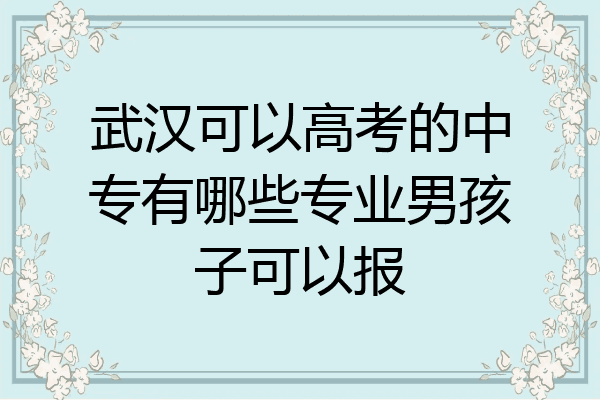 武汉可以高考的中专有哪些专业男孩子可以报