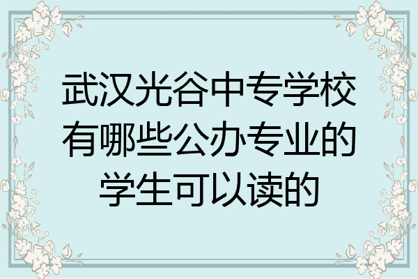 武汉光谷中专学校有哪些公办专业的学生可以读的