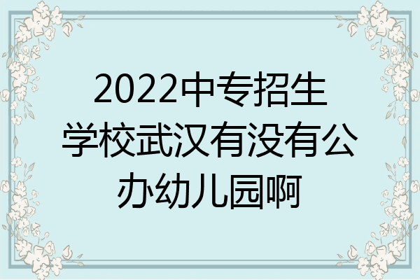 2022中专招生学校武汉有没有公办幼儿园啊