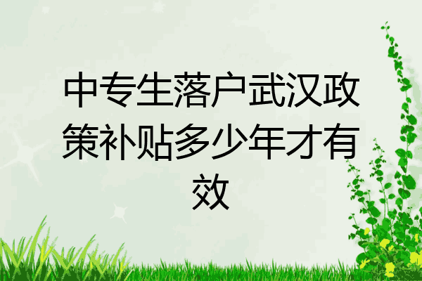 中专生落户武汉政策补贴多少年才有效