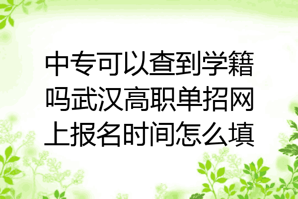 中专可以查到学籍吗武汉高职单招网上报名时间怎么填