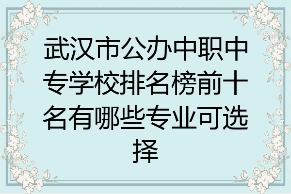 武汉市公办中职中专学校排名榜前十名有哪些专业可选择