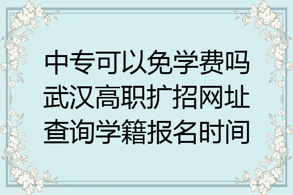 中专可以免学费吗武汉高职扩招网址查询学籍报名时间