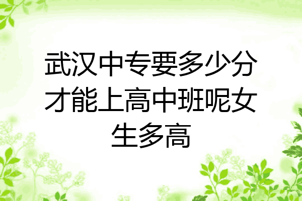 武汉中专要多少分才能上高中班呢女生多高