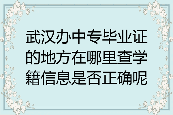 武汉办中专毕业证的地方在哪里查学籍信息是否正确呢