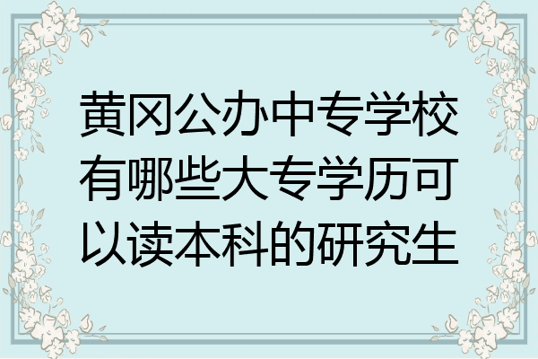 黄冈公办中专学校有哪些大专学历可以读本科的研究生