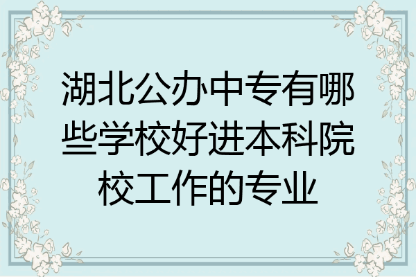 湖北公办中专有哪些学校好进本科院校工作的专业