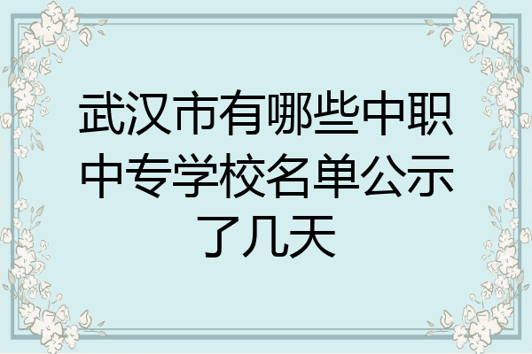 武汉市有哪些中职中专学校名单公示了几天