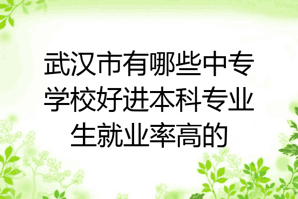 武汉市有哪些中专学校好进本科专业生就业率高的