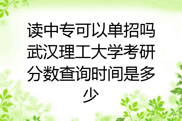 读中专可以单招吗武汉理工大学考研分数查询时间是多少