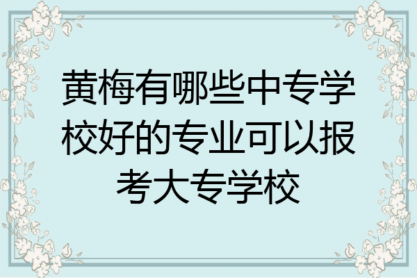 黄梅有哪些中专学校好的专业可以报考大专学校