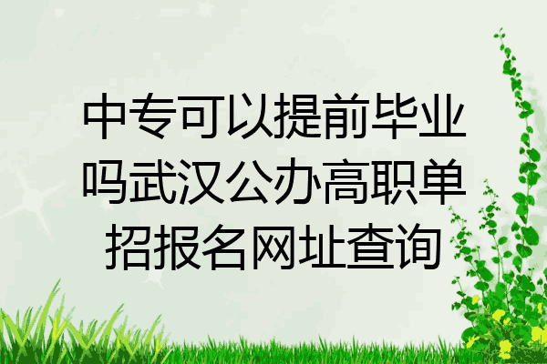 中专可以提前毕业吗武汉公办高职单招报名网址查询