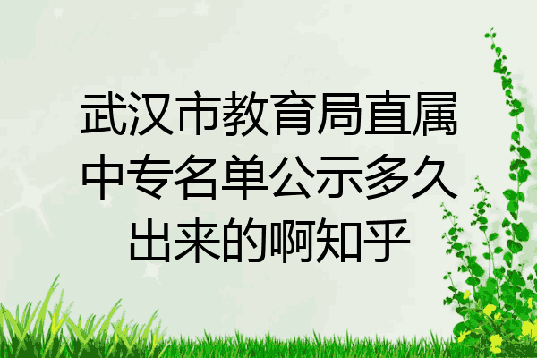 武汉市教育局直属中专名单公示多久出来的啊知乎