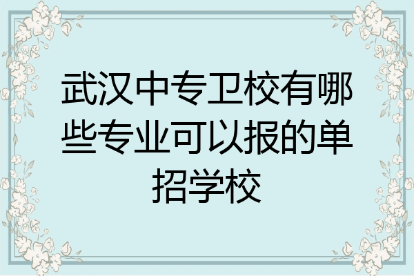 武汉中专卫校有哪些专业可以报的单招学校
