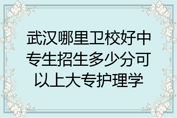 武汉哪里卫校好中专生招生多少分可以上大专护理学