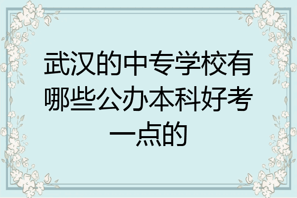 武汉的中专学校有哪些公办本科好考一点的