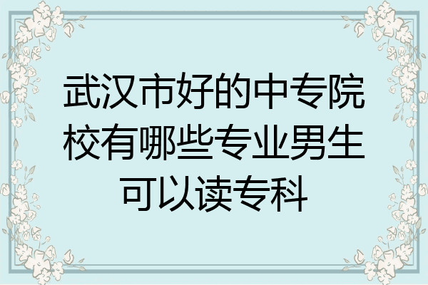 武汉市好的中专院校有哪些专业男生可以读专科