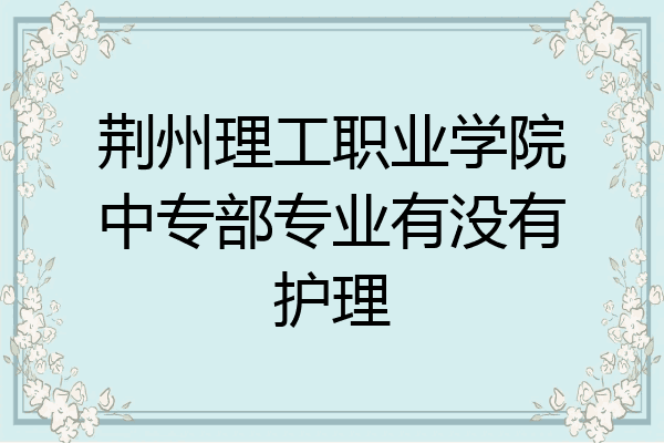 荆州理工职业学院中专部专业有没有护理