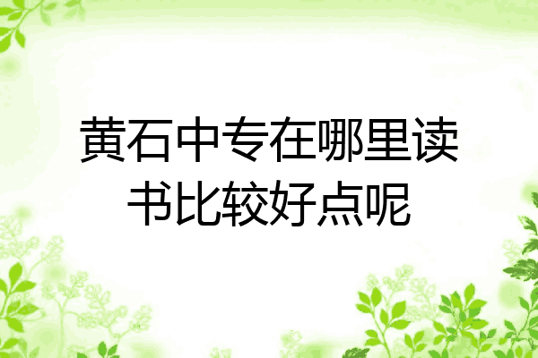 黄石中专在哪里读书比较好点呢