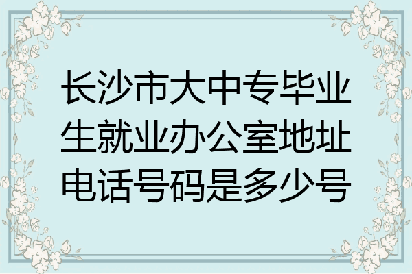 长沙市大中专毕业生就业办公室地址电话号码是多少号