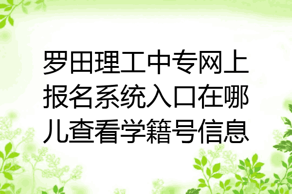 罗田理工中专网上报名系统入口在哪儿查看学籍号信息