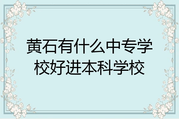 黄石有什么中专学校好进本科学校