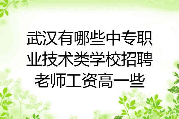 武汉有哪些中专职业技术类学校招聘老师工资高一些